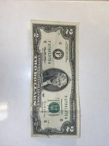 1995 Series F Atlanta 2 Dollar Bill RARE Low Serial Number Off Center - Picture 1 of 4