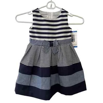 Vestido Bonnie Jean Niñas Talla 2T Azul Marino y Blanco Lazo Náutico Fiesta de Pascua Foto 1 de 4