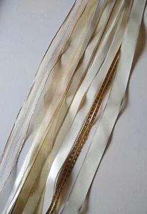 Creme & Gold Band Konvolut - 15 x großzügige Meter verschiedene Breiten & Sorten - NEU - Bild 1 von 5