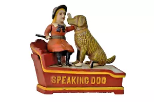 Vintage Speaking Dog Mechanical Bank Cast Iron Coin Box Saving Collectibles Old" - Picture 1 of 7