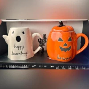 Halloween Themed Mug Set - Happy Haunting & Beware Pumpkin Mugs - Imagen 1 de 7