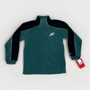 Maglione vintage NFL Philadelphia Eagles giovane grande pile 1/4 zip pullover Reebok - Foto 1 di 7