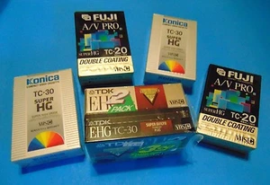 TC-30 TC-20 FUJI TDK KONICA 6 Compact VHS VHS-C Camcorder Tapes LOT of 6 NOS - Picture 1 of 11