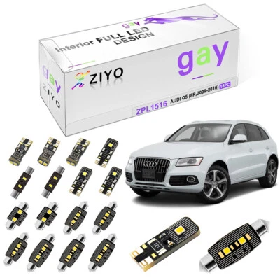 Paquete de kit de luces interiores LED súper blancas de 18 piezas para AUDI Q5 sin techo corredizo 2009-2016 Foto 1 de 4