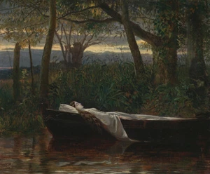 The Lady of Shalott Walter Crane Tod Boot Ufer Schlafen Frauen weiß B A3 03424 - Bild 1 von 1