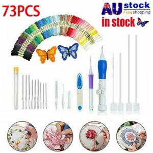 73Pcs/Set Punch Needle Kits Threads Embroidery Pen Magic Knitting Sewing Tool AU - Picture 1 of 11