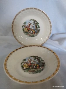 Vintage Cronin China Co. 2 Soup Salad Bowls Gold Rim The Proposal - Picture 1 of 6