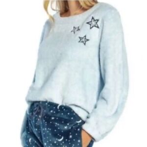Wildfox Sweatshirt Womens Small Night sky Velour lounge sherpa NWT