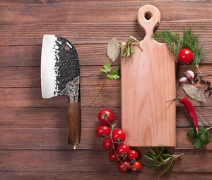 Kochmesser aufwendige Verzierung. Handgeschmiedetes Fleisch- und Metzgermesser - Bild 1 von 10