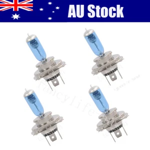 4x H4 Headlight Globes Car Light Bulbs 100/90w 6000k 12v Xenon Super White New - Picture 1 of 5