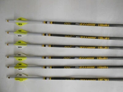 6 Gold Tip Hunter Pro 300 Carbon Arrows Custom White Dip Crest/Blazer Vane - Image 1 of 3