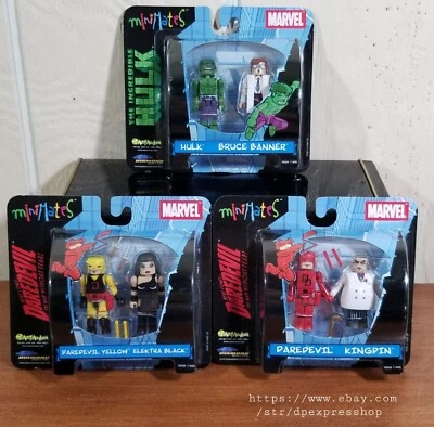 Marvel MINIMATES Hulk/Bruce Banner, Daredevil/Kingpin, Yellow Daredevil/Elektra Foto 1 de 4