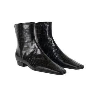 Botines Toteme para mujer cuadrados de tacón bajo con cremallera trasera cocodrilo - Imagen 1 de 25