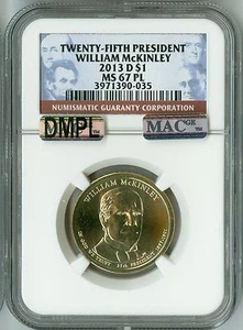 2013 D NGC MS67PL MAC DMPL PQ $1 25TH PRESIDENT McKINLEY DOLLAR, RARE, PROOFLIKE - Picture 1 of 4