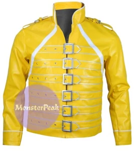 Freddie Mercury Jacke, Queen's Wembley Concer gelb echtes Schaffleder Jacke - Bild 1 von 7