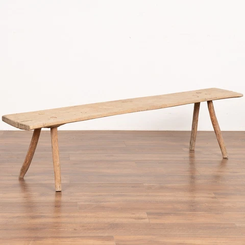 Rustic Antique Plank Bench with Splay Peg Legs, circa 1880 Cover