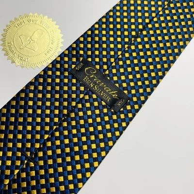 Corbata de seda tejida Ben plateada negra, dorada y azul 56,5x3,5” NUEVA SIN ETIQUETAS Foto 1 de 4