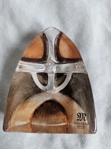 Mats Jonasson Etched Rare Crystal Viking Paperweight, Signed Numbered, Sweden - Picture 1 of 9