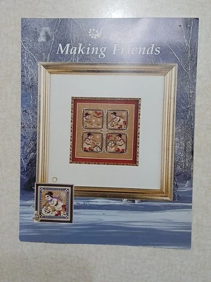 Just Nan Cross Stitch Pattern Making Friends Snowmen Winter Christmas - Image 1 of 4