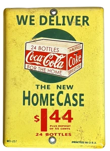 Vintage Coca-Cola 5" x 7" Porcelain Metal 24 Bottles Case Advertisement Sign - Picture 1 of 3