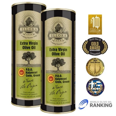 Ellora Farms, Aceite de Oliva Virgen Extra Griego Single Estate, Medalla de Oro, 16.9oz X 2 Foto 1 de 4
