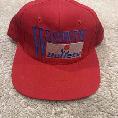 Vintage NBA Washington Bullets SnapBack Hat Cap 1990’s Blue & Red 90's  - Image 1 of 3