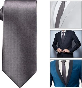 Mens Dark Grey Satin Tie and Wedding Business Parties Neck Tie - Picture 1 of 7