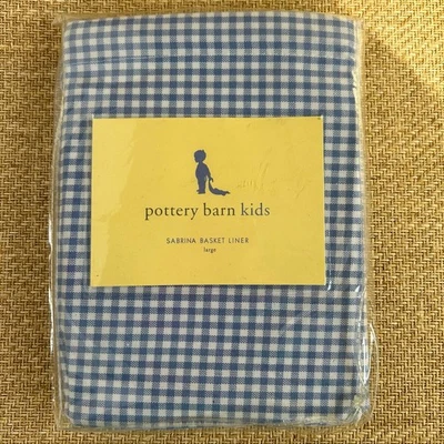 Forro de canasta Pottery Barn Kids Sabrina grande azul guinga nuevo en paquete Foto 1 de 3