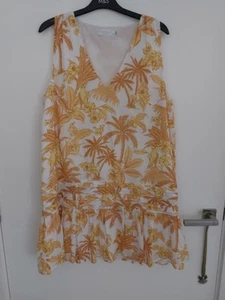 New Summer Dress - Size XL Palm Tree Pattern Yellow And White - Picture 1 of 9