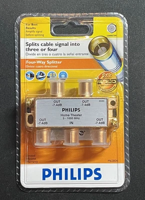 PHILIPS FOUR-WAY SPLITTER 24K GOLD Splits Cable Signal Into 3 or 4 - Image 1 of 2
