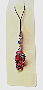 Cell Phone Purse Charm Pink Sandal Flip Flop Hawaii Palms Multi Color Stones New - Picture 1 of 1