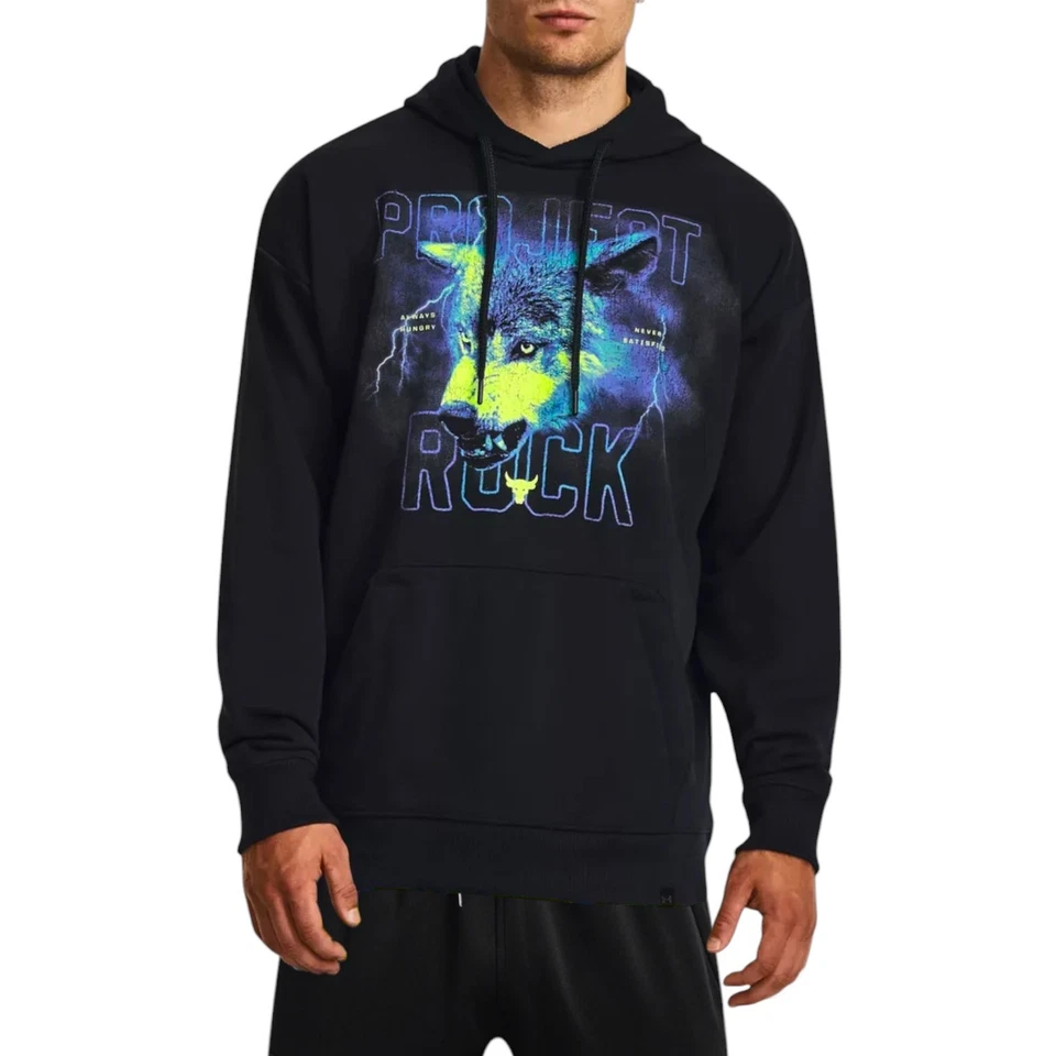 Under Armour Project Rock Hombres Talla 2XL Peso Pesado Terry Sudadera con Capucha Gráfico Lobo Foto 1 de 4