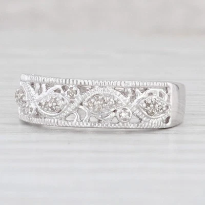 New Diamond Ring 10k White Gold Size 7 Stackable Wedding Anniversary Band - Image 1 of 4