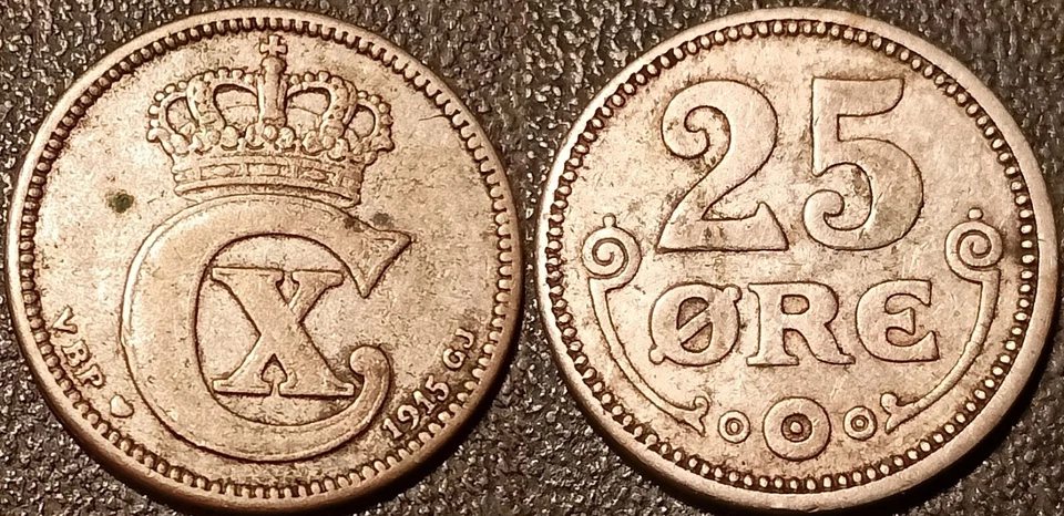 Denmark - Christian X - 25 øre Silver 1915 Vbp GJ Copenhagen Extremely fine! Km - Image 1 of 1