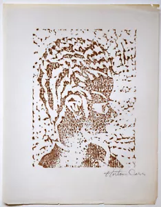 Original Linolschnitt Drucke von Signed Horton Carr, 1 männliches & 1 weibliches Profil - Bild 1 von 2
