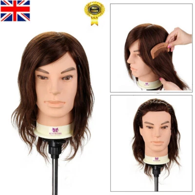 NEVERLAND BEAUTY & HEALTH Men's Training Head 12" 100% Real Human Hair Cutting Hairdressing Mannequin Doll
