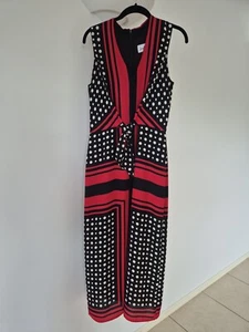 joseph ribkoff 10 Red Black and White Dress. Excellent Condition - Picture 1 of 15