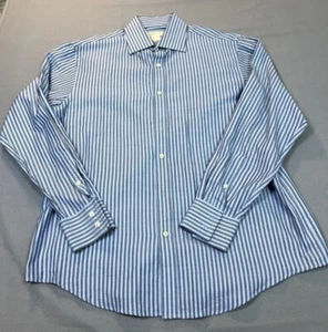 MICHAEL KORS Shirt l Large Mens Blue Black/Gray Stripe Cotton - Picture 1 of 17