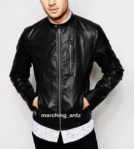 New Designer Lamb Skin Genuine Leather Jacket Motorcycle Blazer Bomber Coat 813 - Picture 1 of 5