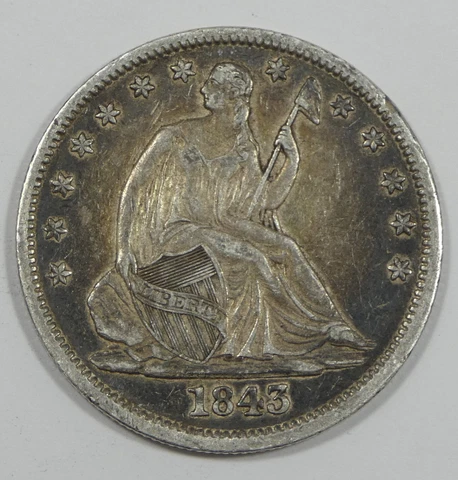 1843-O Liberty Seated Half Dollar EXTRA FINE Silver 50c Cover