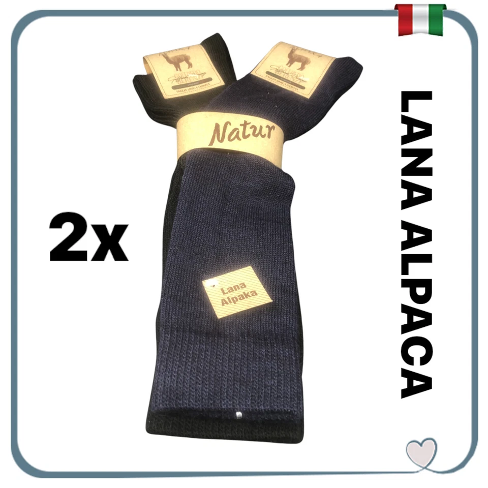 2 Paia Calzini Donna Lunghi in LANA ALPACA Invernali Calze Lunghe Calzettoni da - Image 1 of 1