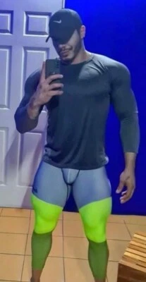 Mens Nike Pro Combat Running Spandex Tights Compression Pants S Gray Volt - Imagem 1 de 2