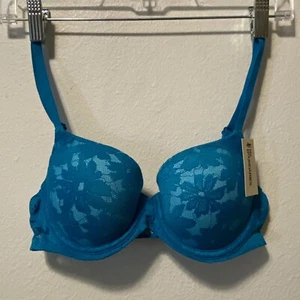 Blauer Spitzen Bügel BH No Boundaries Damen Gr. 32C Push Up Neu - Bild 1 von 9