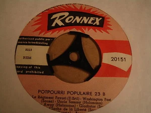 ORGAN 45T SINGLE RONNEX / ORGUE MORTIER POTPOURRI POPULAIRE 23 - Picture 1 of 2