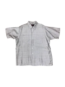 Vintage 50er 50s Designer Schiaparelli grau silber Seide Button Down Hemd - Bild 1 von 2