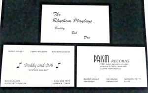 3 Buddy Holly Business Cards, Facsimile Reproductions of the Original Cards - Picture 1 of 4
