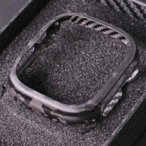 Pare-chocs 49 mm pour Apple Watch Ultra 2 mince mat forgeage boîtier en fibre de carbone authentique - Photo 1 sur 8