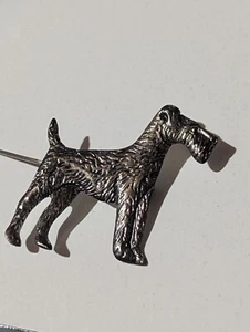 Vtg Airdale Terrier Wire Hair Dog Pin Brooch Sterling Jewelry Silver 5-7 Grams - Picture 1 of 4