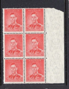AUSTRALIA PREDECIMAL 1937 KGVI DEFS DIE I BLOCK VERY FINE MNH....,,, - Bild 1 von 2