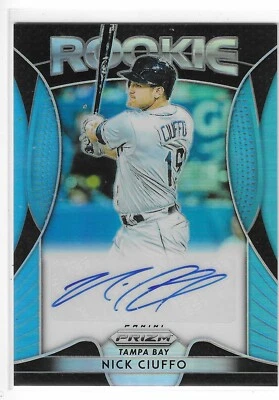 2019 PRIZM NICK CIUFFO NEON BLUE PRIZM ROOKIE AUTO #RA-NC TAMPA BAY RAYS 18/25 - Image 1 of 2